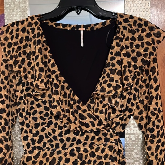 Free people leopard print wrap dress. - Picture 2 of 6